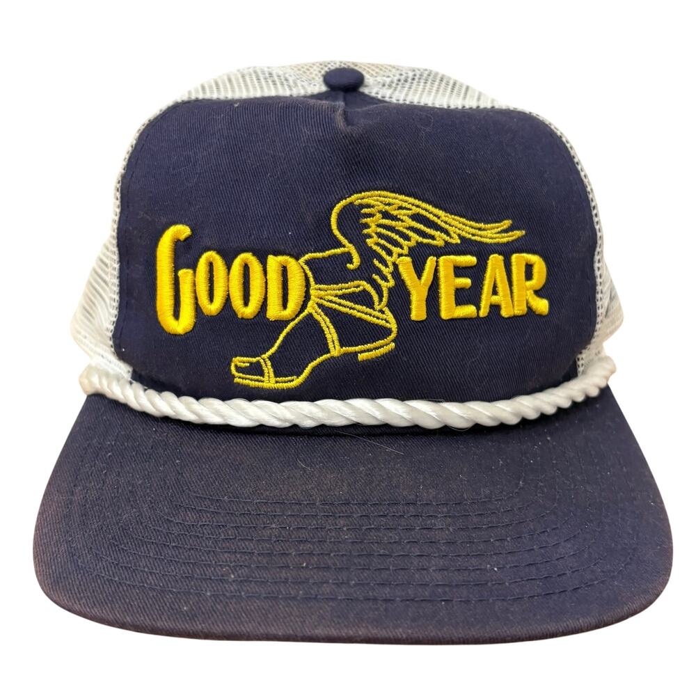 Goodyear Tires‎ NASCAR SnapBack Rope Hat Cap Blue White Trucker